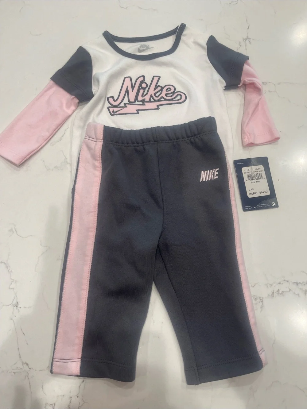 Nike Infant Two-Piece Set in Pink & Charcoal